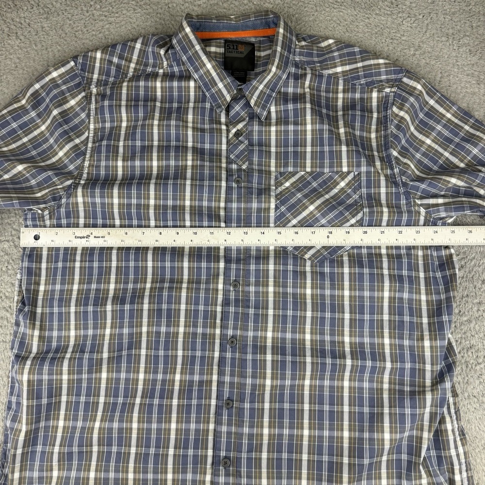 5.11 tactical Mens XL Button Up Long Sleeve Shirt Blue Plaid Pockets Workwear - Picture 4 of 10